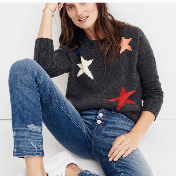 Madewell Gray Crop Star Sweater xs wool - Picture 1 of 9